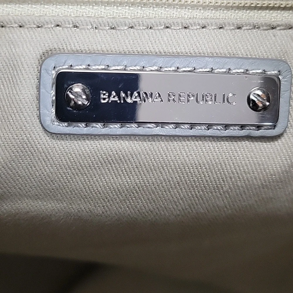 Large Banana Republic Gray Leather Tote Shoulder Bag